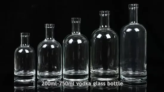 250 ml, 350 ml, 500 ml, 700 ml, 750 ml hochwertige Whisky-Wodka-Brandy-Gin-Glasflasche