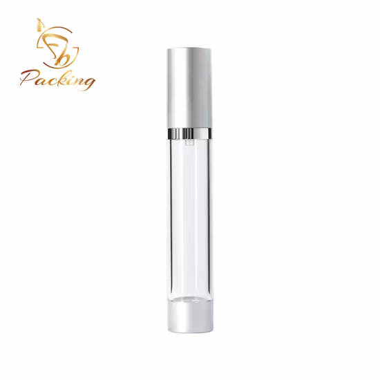 Hohe Transparenz als Material 5 ml 10 ml 15 ml 20 ml 30 ml Airless-Pumpflasche mit Aluminium-Materialpumpe und Kappe