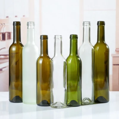Hochwertige, leere 750-ml-Weinflaschen aus klarem, antikgrünem Bordeauxglas